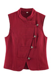 Stand Collar Asymmetric Button Vest