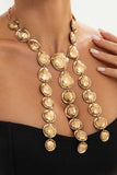 Hammered Metal Disc Layered Statement Necklace
