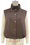 Snap Button Collared Sleeveless Vest