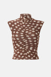 Polka Dot Ruched Mock Neck Tank