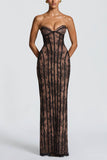 Floral Lace Strapless Maxi Dress