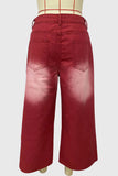 Distressed Wide-Leg Cargo Casual Pants