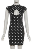 Keyhole Mock Neck Bodycon Mini Dress