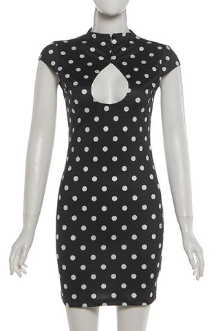 Keyhole Mock Neck Bodycon Mini Dress