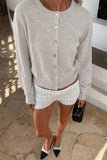 Button-Front Ribbed Knit Cardigan