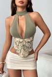 Halter Neck Floral Corset Top