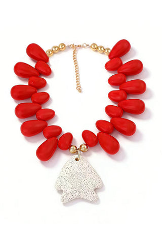 Chunky Beaded Fish Charm Necklace