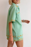 Patterned Shirt and Shorts Set