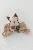 Floral Crochet Lace and Plaid Brooch