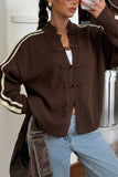 Striped Sleeve Toggle Front Knit Cardigan