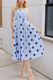 Strapless Polka Dot Midi Dress