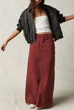 High-Waist Denim Maxi Skirt