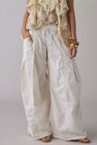 Drawstring Elastic Waist Wide Leg Pants