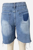 Embellished Distressed Denim Shorts