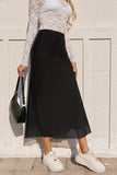 High-Waist Side-Slit Midi Skirt
