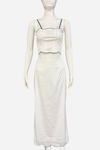 Scalloped Trim Two-Piece Skirt Set