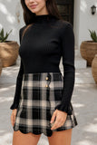 Plaid Skort with Button Details