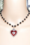 Ornate Heart Pendant Beaded Necklace