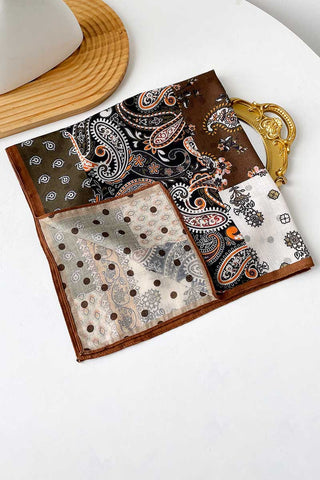 Paisley and Geometric Print Square Scarf