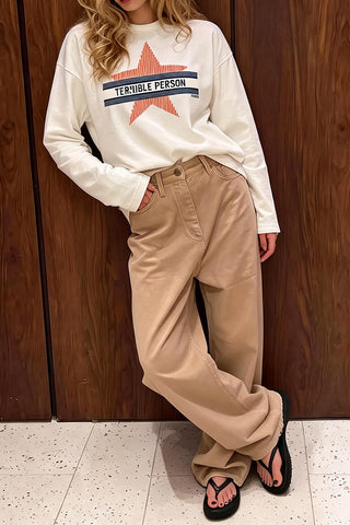Star Graphic Crew Neck Long Sleeve T-Shirt