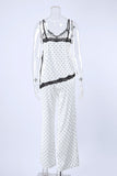 Polka Dot Lace Trim Cami Pajama Set
