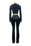 Graphic Zip-Up Hoodie and Flare Pants Set