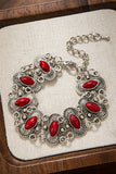 Oval Stone Filigree Link Chain Bracelet