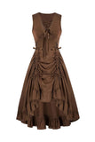 Lace-Up Ruched Sleeveless Casual Dress