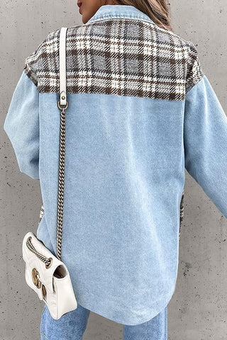 Plaid Patchwork Button-Front Jacket