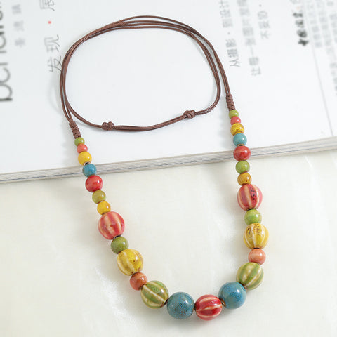 Boho Beaded Cord Necklace