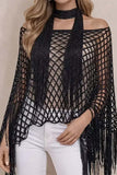 Open-Knit Fringe-Detail Top