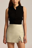 High-Waist Front Slit Mini Skirt