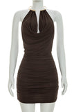 Halter Neck Ruched Casual Dress