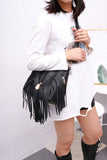 Fringed Crossbody Bag with Metal Studs