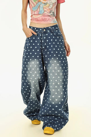 Polka-Dot Barrel Jeans