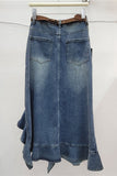 Ruffle Hem Asymmetrical Denim Skirt