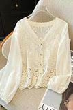 Lace V-Neck Button-Front Blouse