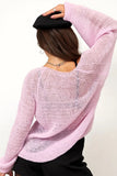 Sheer V-Neck Loose Knit Sweater
