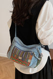Tasselled Patchwork Drawstring Hobo Bag