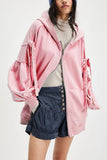 Tie-Sleeve Puff Zip-Up Hoodie