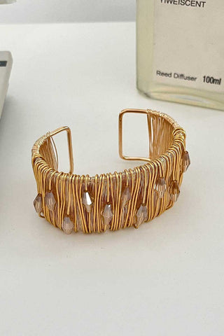 Wire-Wrapped Spiral Gem Cuff Bracelet