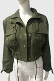 Zip-Front Crop Jacket with Side Ties