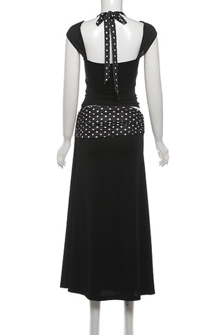 Halter Neck Polka Dot Skirt Set