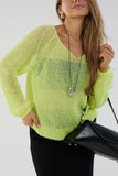 Sheer V-Neck Loose Knit Sweater