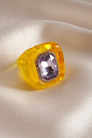 Square Gemstone Resin Statement Ring
