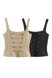 Square Neck Button Front Tank Top