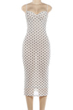 Polka Dot Mesh Midi Dress