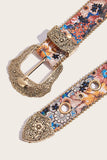 Floral Print Ornate Metal Belt