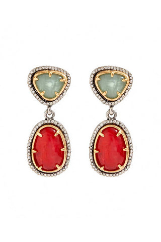 Two-Tone Stone Drop Earrings