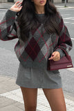 Argyle Knit Crew Neck Sweater